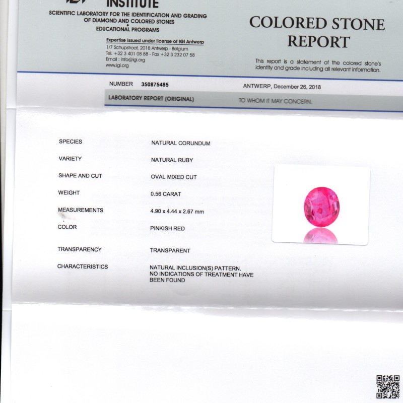 0.56 Ct Certified Unheated Untreated Natural Old Burma Ruby AAA 0.56 Ct Certified Unheated Untreated Natural Old Burma Ruby AAA