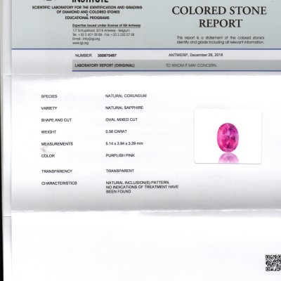 0.56 Ct IGI Certified Unheated Untreated Natural Old Burma Ruby AAAAA 0.56 Ct IGI Certified Unheated Untreated Natural Old Burma Ruby AAAAA