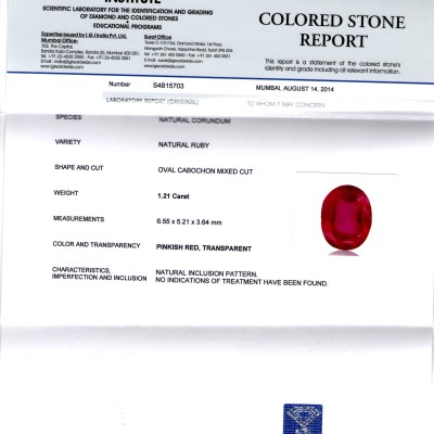 1.21 Ct IGI Certified Unheated Untreated Natural Mozambique Ruby 1.21 Ct IGI Certified Unheated Untreated Natural Mozambique Ruby