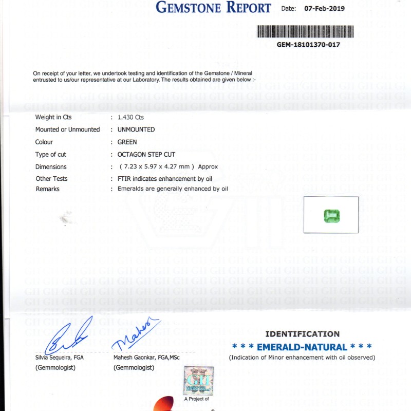 1.43 Ct Untreated Natural Zambian Emerald Gemstone Panna Gems AAAAA 1.43 Ct Untreated Natural Zambian Emerald Gemstone Panna Gems AAAAA