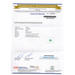 1.68 Ct GII Certified Untreated Natural Zambian Emerald Gemstone 1.68 Ct GII Certified Untreated Natural Zambian Emerald Gemstone