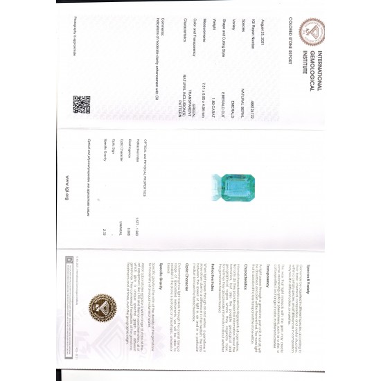 1.89 Ct IGI Certified Untreated Natural Zambian Emerald Gems AAA