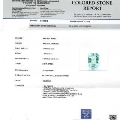 1.98 Ct Unheated Natural Colombian Emerald Gemstone **RARE** 1.98 Ct Unheated Natural Colombian Emerald Gemstone **RARE**