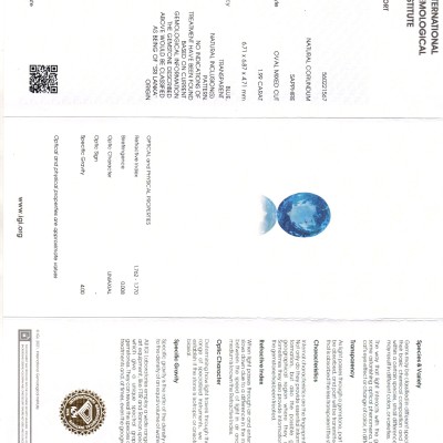 1.99 Ct IGI Certified Unheaated Untreated Natural Ceylon Blue Sapphire AA 1.99 Ct IGI Certified Unheaated Untreated Natural Ceylon Blue Sapphire AA