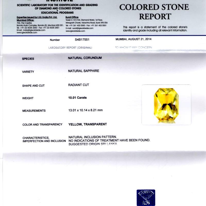 Huge 10.01 Ct Unheated Untreated Natural Ceylon Yellow Sapphire AAA Huge 10.01 Ct Unheated Untreated Natural Ceylon Yellow Sapphire AAA