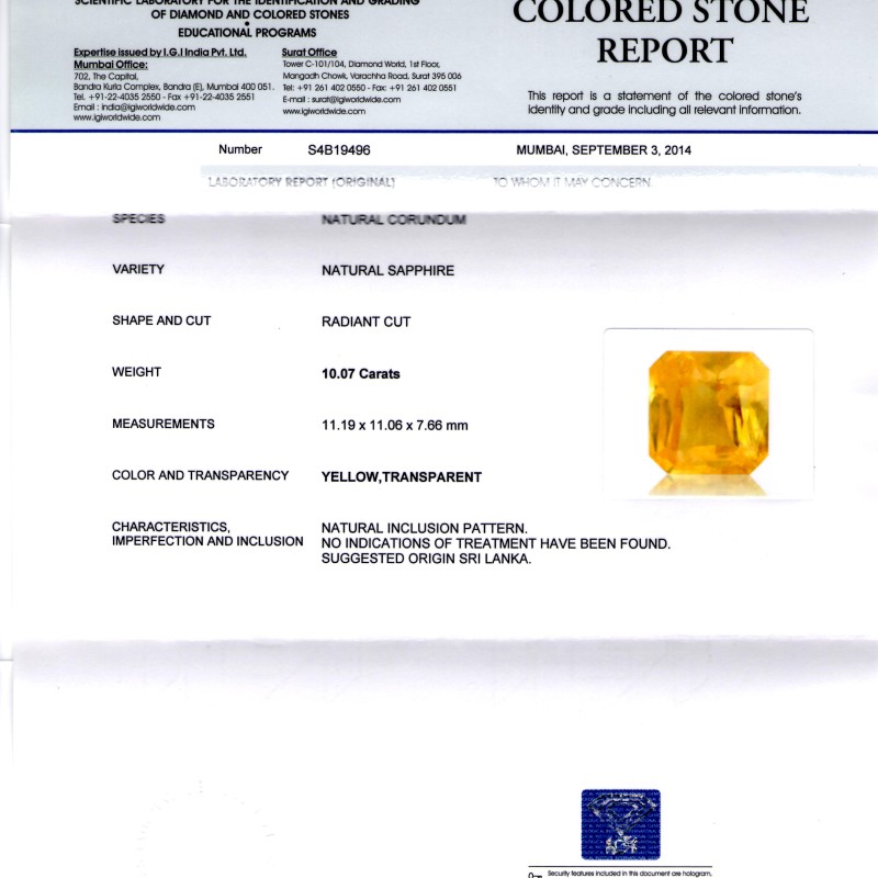 Huge 10.07 Ct Unheated Untreated Natural Ceylon Yellow Sapphire Huge 10.07 Ct Unheated Untreated Natural Ceylon Yellow Sapphire