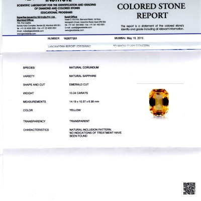 Huge 10.24 Ct Unheated Untreated Natural Ceylon Yellow Sapphire AAA Huge 10.24 Ct Unheated Untreated Natural Ceylon Yellow Sapphire AAA