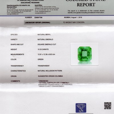 Huge 10.33 Ct Unheated Natural Colombian Emerald **RARE**