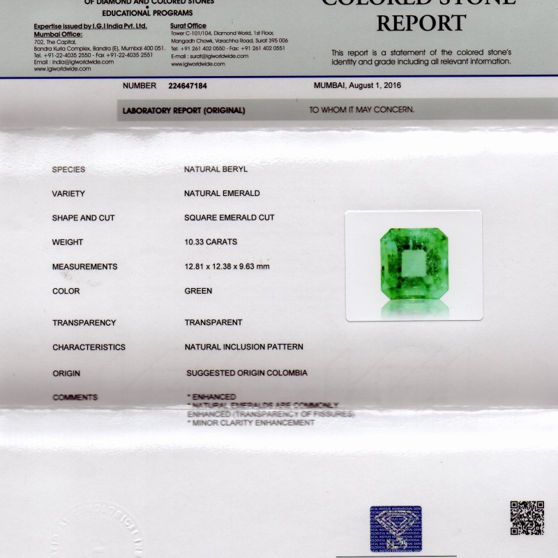 Huge 10.33 Ct Unheated Natural Colombian Emerald **RARE**