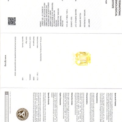 Huge 10.51 Ct IGI Certified Unheated Untreated Natural Ceylon Yellow Sapphire Huge 10.51 Ct IGI Certified Unheated Untreated Natural Ceylon Yellow Sapphire