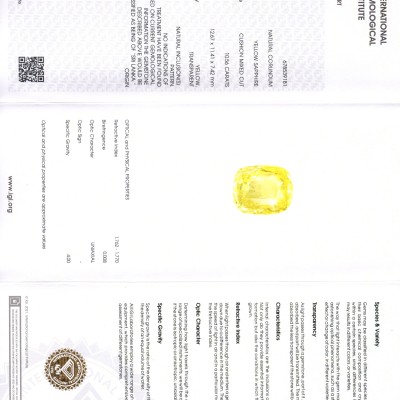 Huge 10.56 Ct IGI Certified Unheated Untreated Ceylon Yellow Sapphire Huge 10.56 Ct IGI Certified Unheated Untreated Ceylon Yellow Sapphire