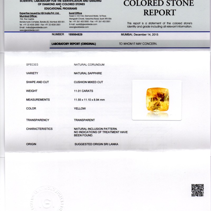 Huge 11.01 Ct Unheated Untreated Natural Ceylon Yellow Sapphire Huge 11.01 Ct Unheated Untreated Natural Ceylon Yellow Sapphire