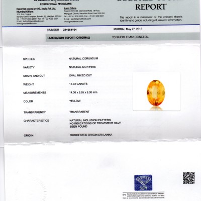 Huge 11.72 Ct Unheated Untreated Natural Ceylon Yellow Sapphire Gemstone Huge 11.72 Ct Unheated Untreated Natural Ceylon Yellow Sapphire Gemstone