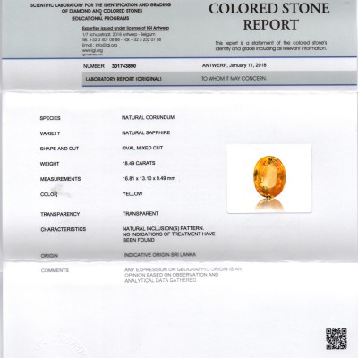 Huge 18.49 Ct Unheated Untreated Natural Ceylon Yellow Sapphire Gemstone Huge 18.49 Ct Unheated Untreated Natural Ceylon Yellow Sapphire Gemstone