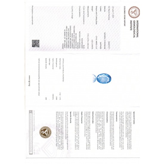 2.02 Ct IGI Certified Unheaated Untreated Natural Ceylon Blue Sapphire AA