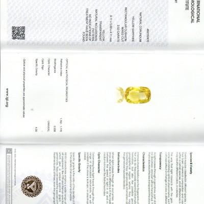 2.02 Ct IGI Certified Unheated Untreated Natural Ceylon Yellow Sapphire 2.02 Ct IGI Certified Unheated Untreated Natural Ceylon Yellow Sapphire