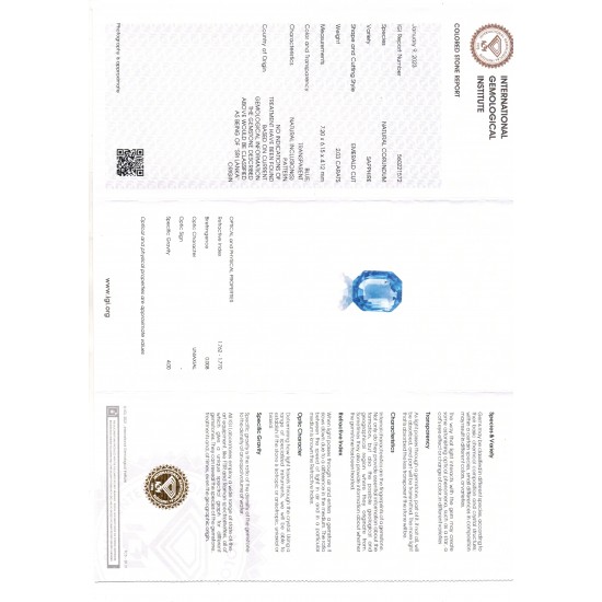 2.03 Ct IGI Certified Unheaated Untreated Natural Ceylon Blue Sapphire AA