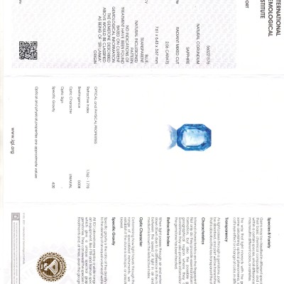 2.06 Ct IGI Certified Unheaated Untreated Natural Ceylon Blue Sapphire AA