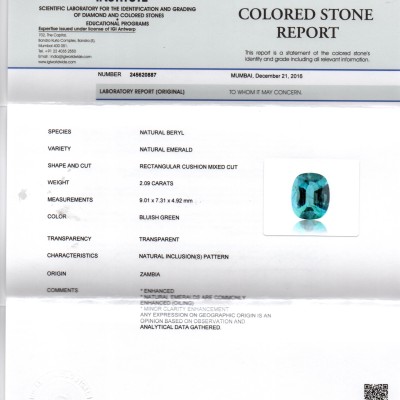 2.09 Ct Untreated Natural Zambian Emerald Gemstone Panna AAAAA 2.09 Ct Untreated Natural Zambian Emerald Gemstone Panna AAAAA