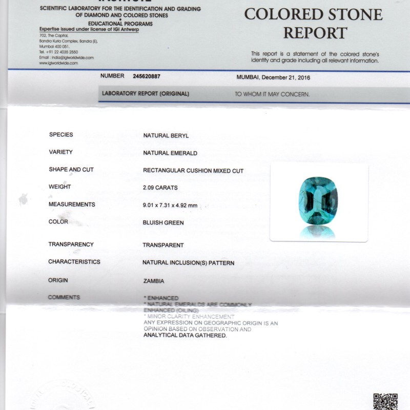 2.09 Ct Untreated Natural Zambian Emerald Gemstone Panna AAAAA 2.09 Ct Untreated Natural Zambian Emerald Gemstone Panna AAAAA