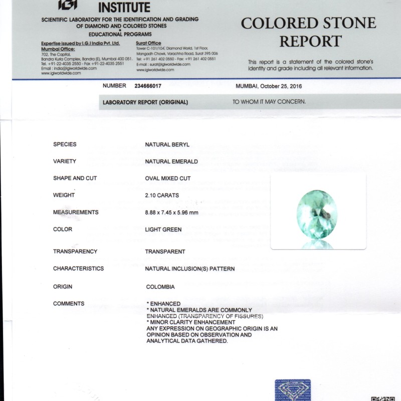 2.10 Ct Unheated Natural Colombian Emerald Gemstone **RARE** 2.10 Ct Unheated Natural Colombian Emerald Gemstone **RARE**