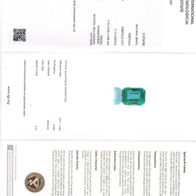 2.13 Ct IGI Certified Untreated Natural Zambian Emerald Gemstone AAA 2.13 Ct IGI Certified Untreated Natural Zambian Emerald Gemstone AAA