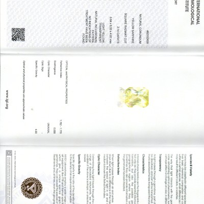 2.14 Ct IGI Certified Unheated Untreated Natural Ceylon Yellow Sapphire 2.14 Ct IGI Certified Unheated Untreated Natural Ceylon Yellow Sapphire