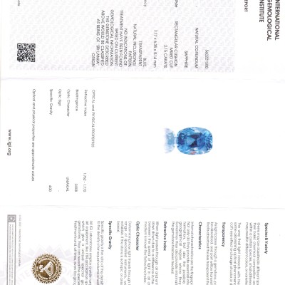 2.15 Ct IGI Certified Unheaated Untreated Natural Ceylon Blue Sapphire AA 2.15 Ct IGI Certified Unheaated Untreated Natural Ceylon Blue Sapphire AA