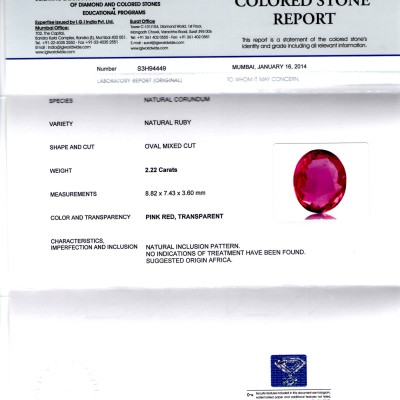 2.22 Ct IGI Certified Unheated Untreated Natural Pinkish Ruby **RARE** 2.22 Ct IGI Certified Unheated Untreated Natural Pinkish Ruby **RARE**