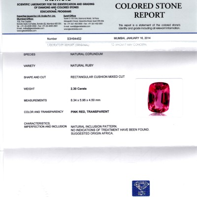 2.30 Ct IGI Certified Unheated Untreated Natural Pinkish Ruby **RARE**