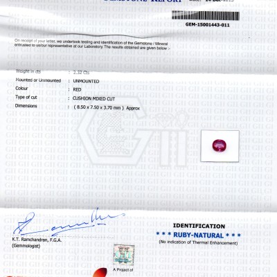 2.32 Ct Certified Unheated Untreated Natural Madagaskar Ruby