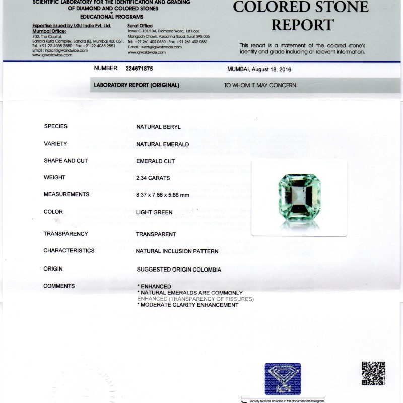 2.34 Ct Unheated Natural Colombian Emerald Gemstone **RARE** 2.34 Ct Unheated Natural Colombian Emerald Gemstone **RARE**