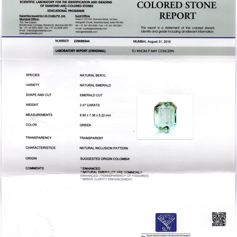 2.47 Ct Unheated Natural Colombian Emerald Gemstone **RARE** 2.47 Ct Unheated Natural Colombian Emerald Gemstone **RARE**
