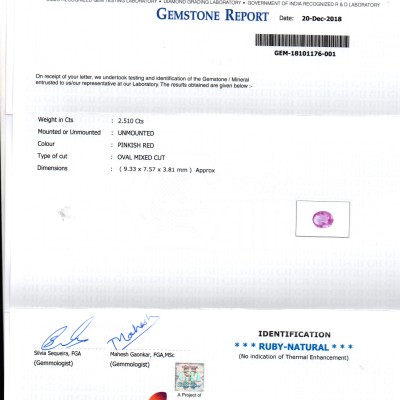 2.51 Ct GII Certified Unheated Untreated Natural Madagaskar Ruby A++ 2.51 Ct GII Certified Unheated Untreated Natural Madagaskar Ruby A++