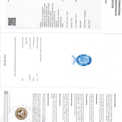 2.54 Ct IGI Certified Unheaated Untreated Natural Ceylon Blue Sapphire AA 2.54 Ct IGI Certified Unheaated Untreated Natural Ceylon Blue Sapphire AA