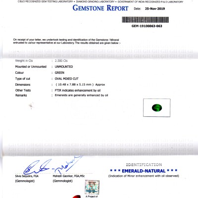 2.58 Ct GII Certified Untreated Natural Zambian Emerald Gems AAAAA 2.58 Ct GII Certified Untreated Natural Zambian Emerald Gems AAAAA