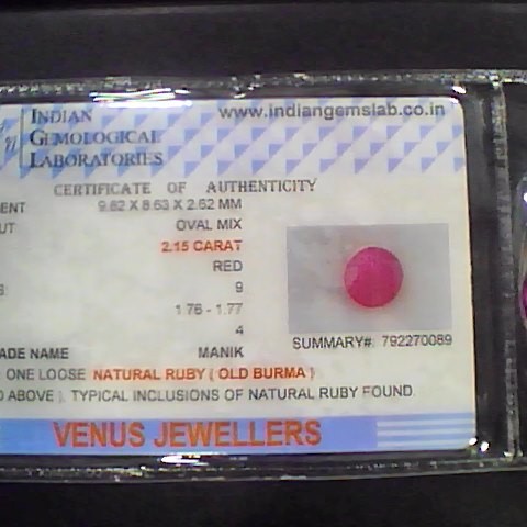 2.66 Ct Natural Old Burma Mines Ruby Gemstone Manik Stone