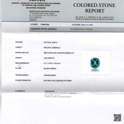 2.68 Ct Untreated Natural IGI Certified Zambian Emerald Gemstone AA 2.68 Ct Untreated Natural IGI Certified Zambian Emerald Gemstone AA