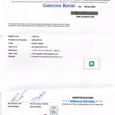 2.69 Ct GII Certified Untreated Natural Zambian Emerald Gemstone AAAAA 2.69 Ct GII Certified Untreated Natural Zambian Emerald Gemstone AAAAA