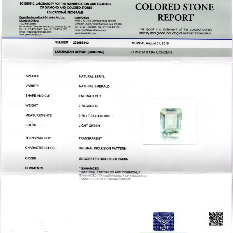 2.78 Ct Unheated Natural Colombian Emerald Gemstone **RARE** 2.78 Ct Unheated Natural Colombian Emerald Gemstone **RARE**