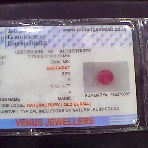 2.78 Ct Natural Old Burma Mines Ruby Gemstone Manik Stone