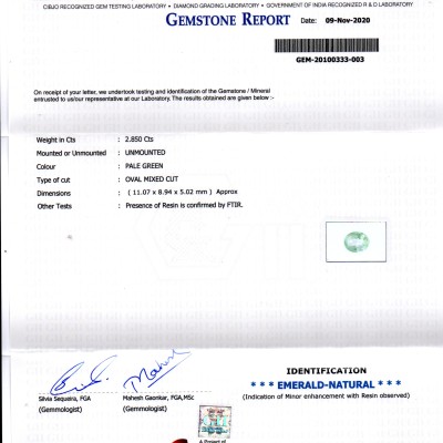 2.85 Ct GII Certified Untreated Natural Colombian Emerald Gemstone 2.85 Ct GII Certified Untreated Natural Colombian Emerald Gemstone