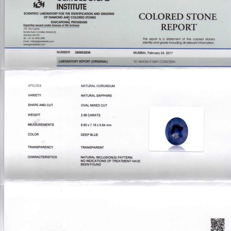 2.88 Ct Unheated Untreated Natural Ceylon Deep Royal Blue Sapphire 2.88 Ct Unheated Untreated Natural Ceylon Deep Royal Blue Sapphire