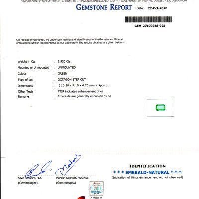 2.93 Ct GII Certified Untreated Natural Zambian Emerald Gems AAAA 2.93 Ct GII Certified Untreated Natural Zambian Emerald Gems AAAA
