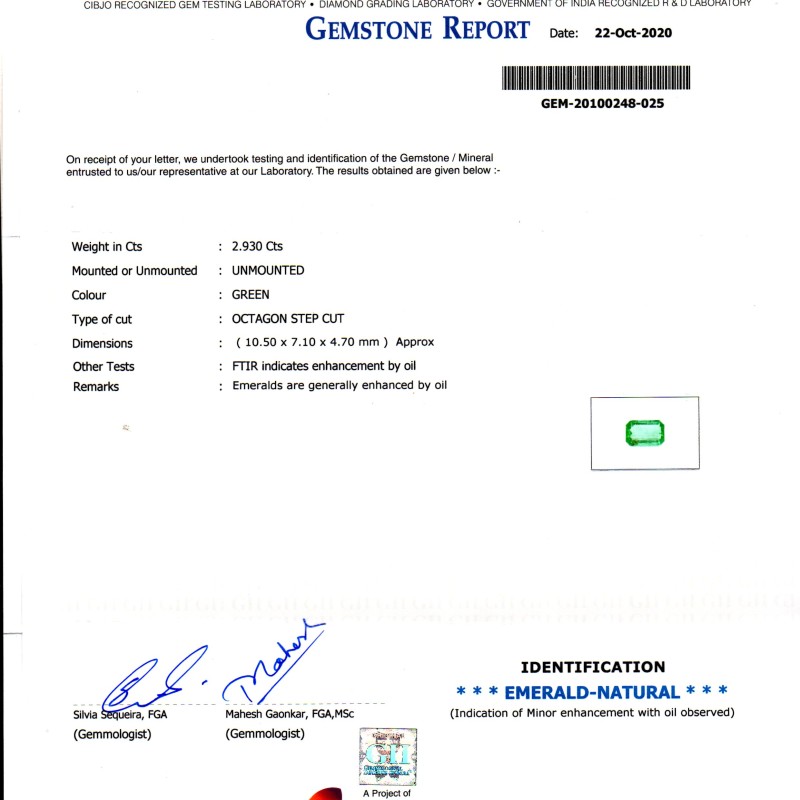2.93 Ct GII Certified Untreated Natural Zambian Emerald Gems AAAA 2.93 Ct GII Certified Untreated Natural Zambian Emerald Gems AAAA