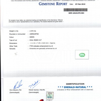 2.97 Ct Untreated Natural Zambian Emerald Gemstone Panna Gems AAAAA