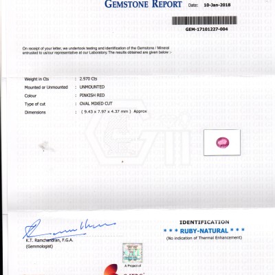 2.97 Ct Certified Unheated Untreated Natural Madagaskar Ruby AAAAA 2.97 Ct Certified Unheated Untreated Natural Madagaskar Ruby AAAAA