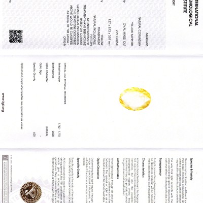 2.99 Ct IGI Certified Unheated Untreated Natural Ceylon Yellow Sapphire 2.99 Ct IGI Certified Unheated Untreated Natural Ceylon Yellow Sapphire
