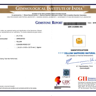 Huge 24.17 Ct Unheated Untreated Natural Ceylon Yellow Sapphire Huge 24.17 Ct Unheated Untreated Natural Ceylon Yellow Sapphire