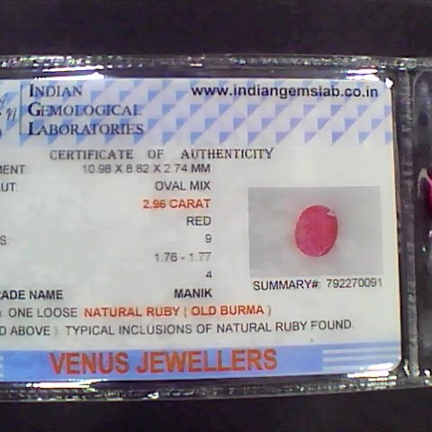 3.00 Ct Natural Old Burma Mines Ruby Gemstone Manik Stone